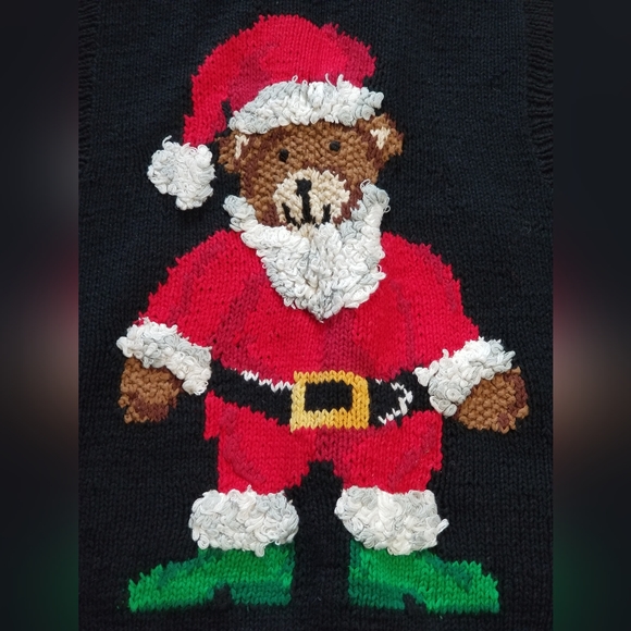 1994 Eagle's Eye Hand Knit Christmas Cardigan Office Sweater XL Teddy Bear Angel - Picture 9 of 13